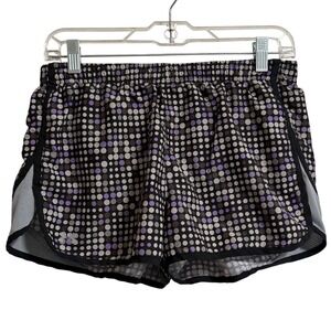 Under Armour HeatGear Womens Medium Running Shorts Purple Polka Dot Semi-Fitted